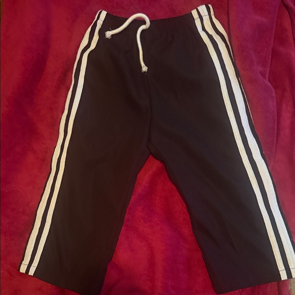 SHEIN Kids Black Joggers with White Stripes